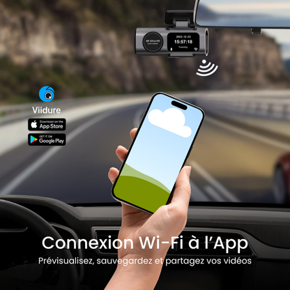Dashcam Duo 4K – Avant + Arrière, GPS, Wi-Fi, App FR