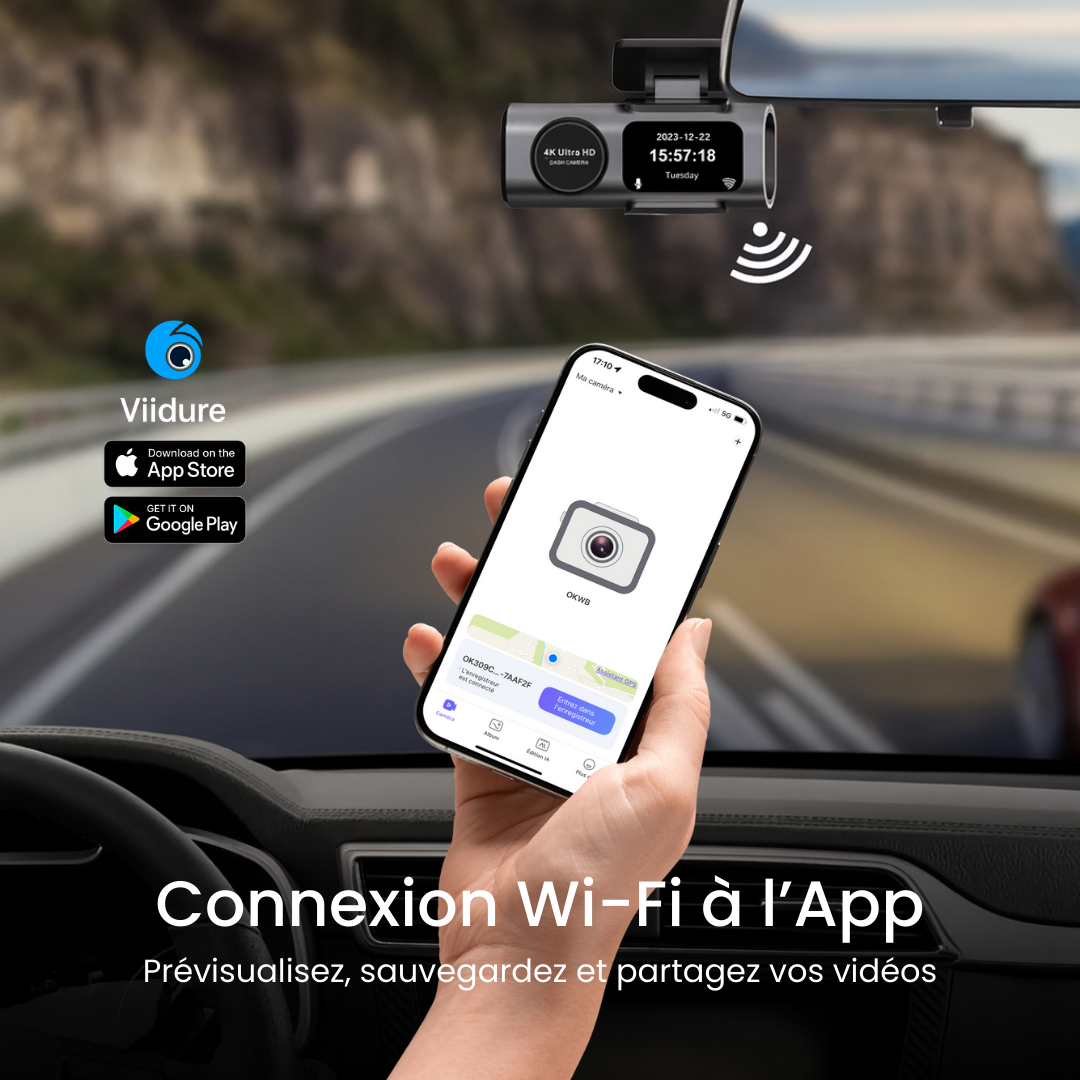 Dashcam Duo 4K – Avant + Arrière, GPS, Wi-Fi, App FR