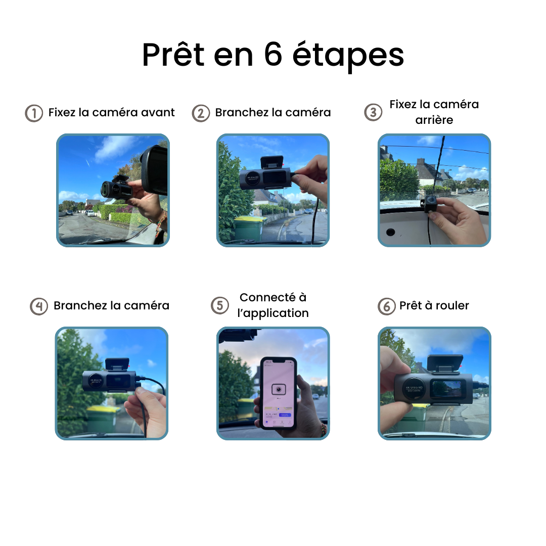 Dashcam Duo 4K – Avant + Arrière, GPS, Wi-Fi, App FR